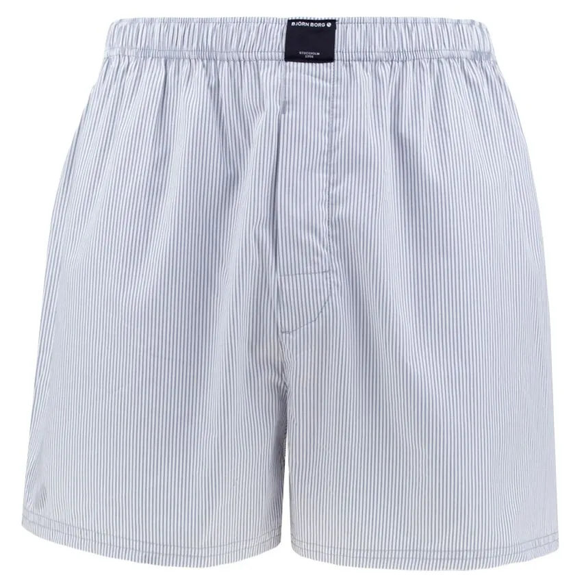 BJöRN BORG COTTON STRETCH 2PACK WIJDE BOXERSHORTS STRIPES BLAUW & WIT  