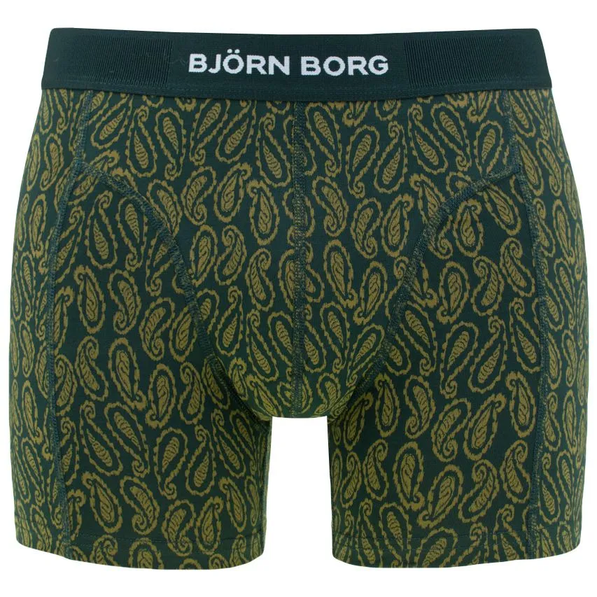 BJöRN BORG PREMIUM COTTON STRETCH 3PACK BOXERS BASIC PRINT GROEN & ZWART  