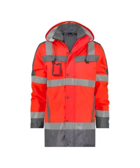DASSY® Limasol Hogezichtbaarheidsparka fluorrood/cementgrijs maat  2XL