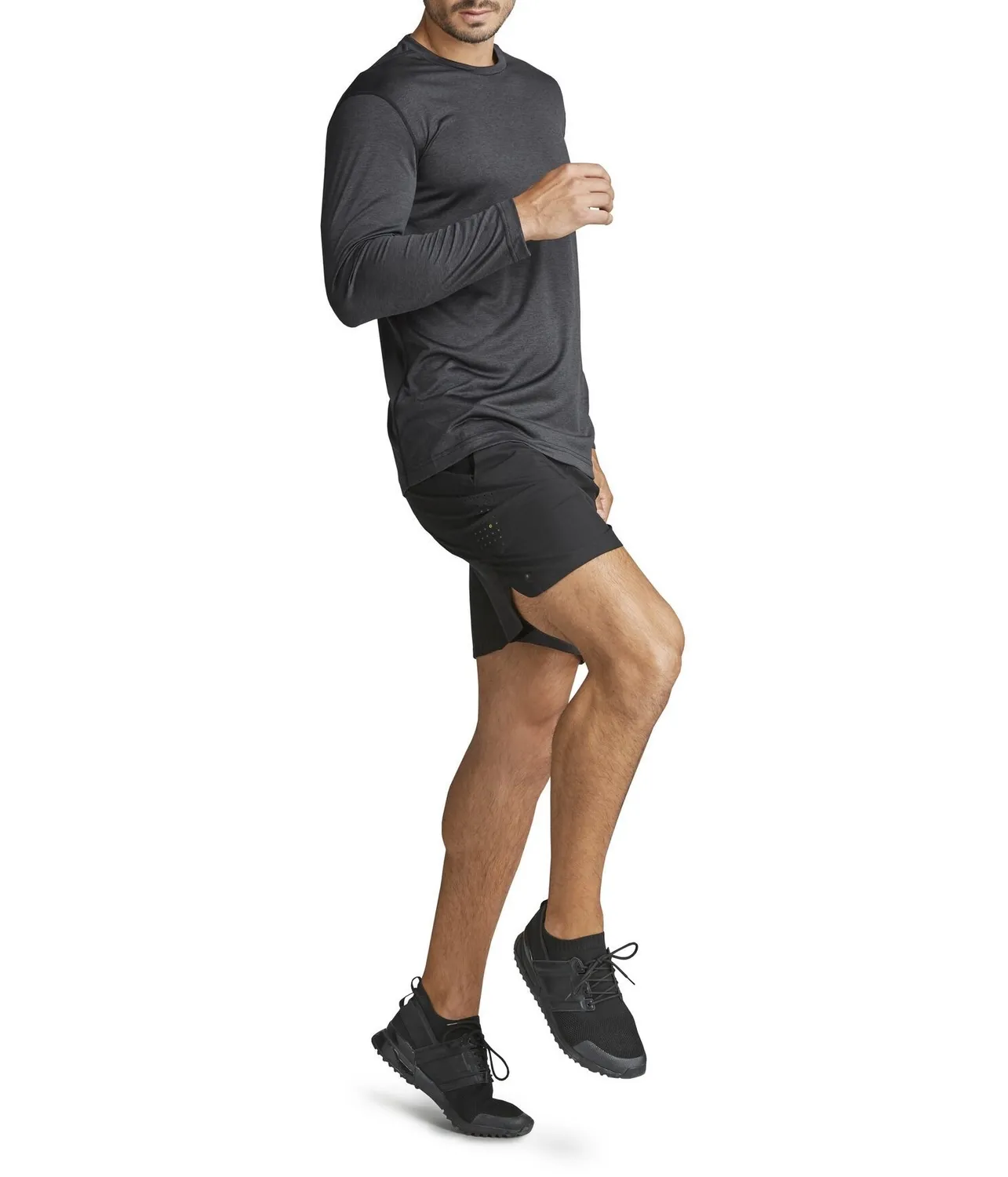 Shirt Björn Borg Men LS Perf Tee Axton Black Beauty Melange