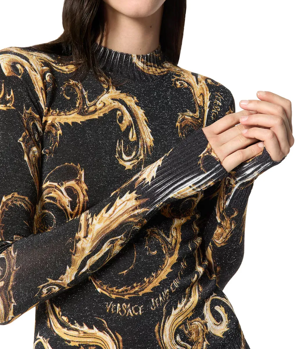 VERSACE JEANS COUTURE CHROMO COUTURE KNIT LUREX SWEATERBLACK 